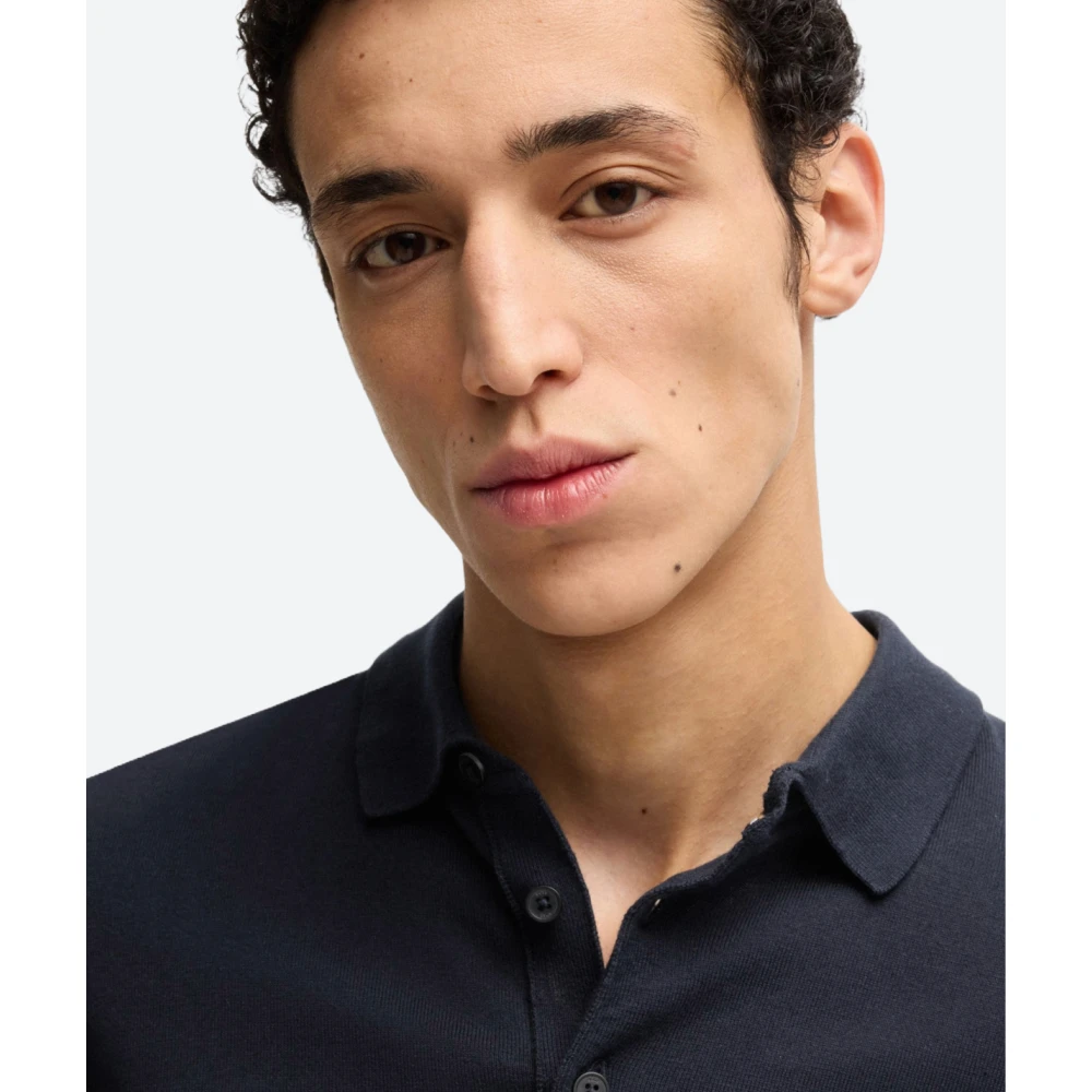 Hugo Boss Katoenen poloshirt lange mouw Blue Heren