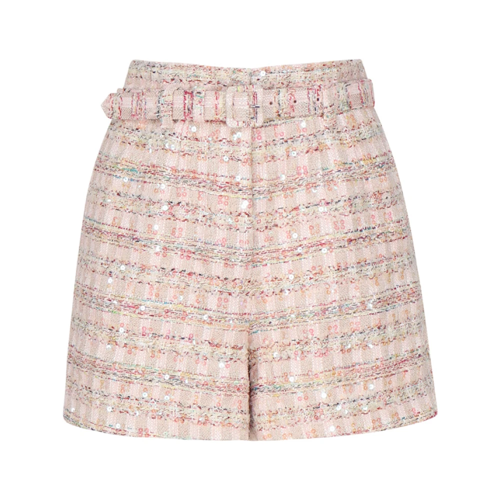 Rosa Bouclé Shorts med Matchende Belte