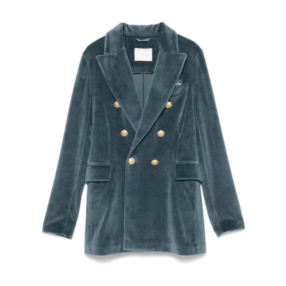 Circolo 1901 Lichtblauwe Velvet Blazer Damesjas Blue Dames