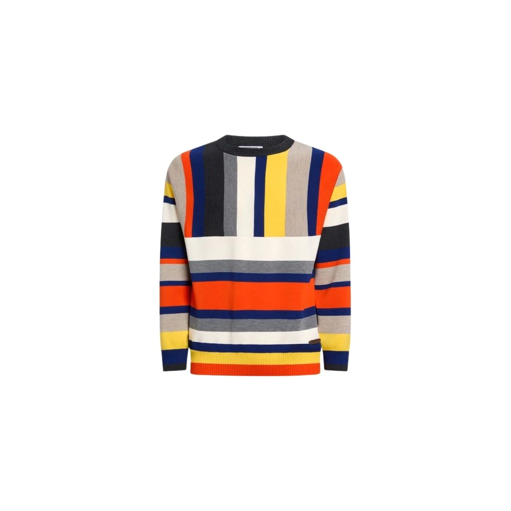 Moschino Multicolor Round-Neck Knitwear, Male, L, Extra-Fine Merino Wool Jumper