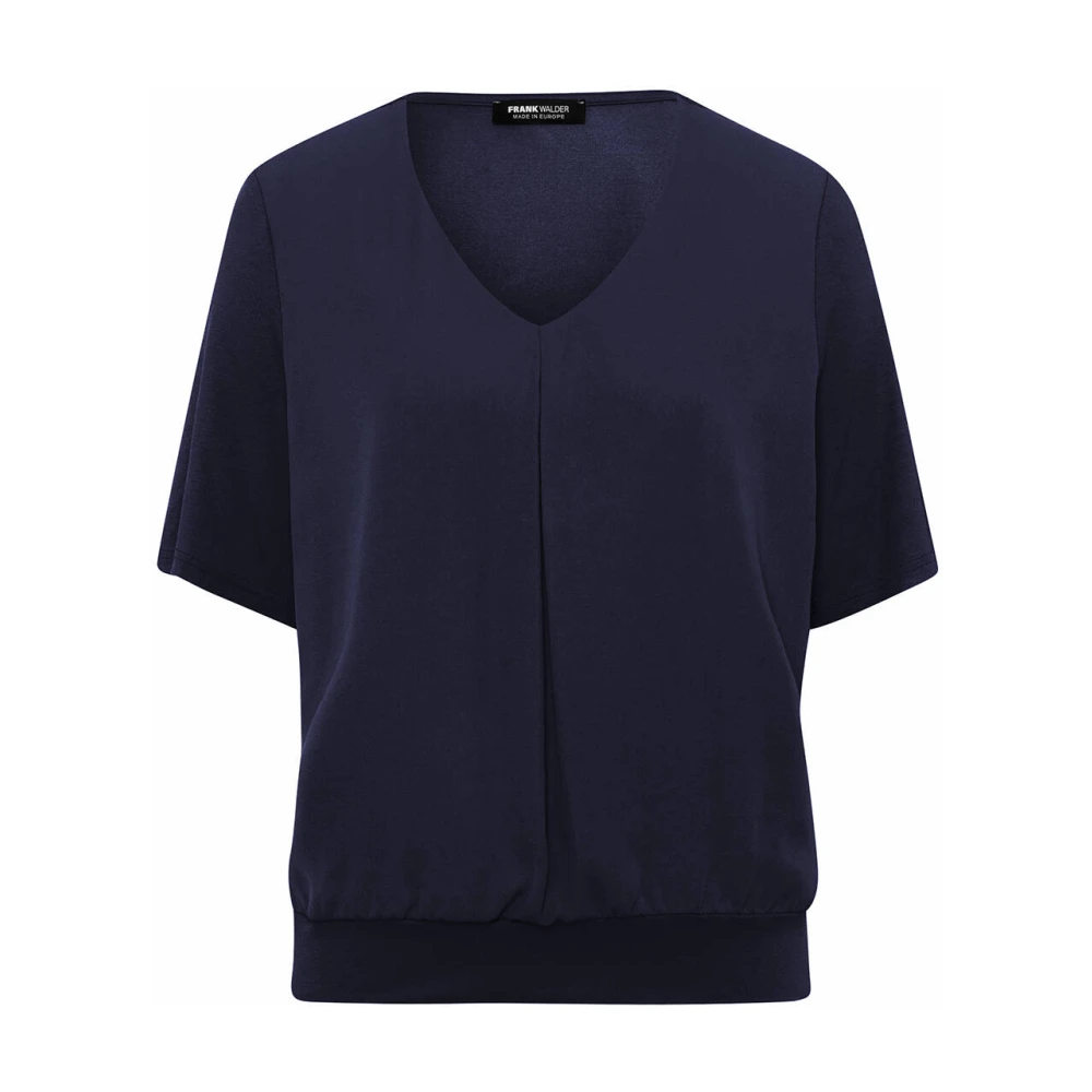 Frank Walder Korte Mouw Top Blouse Shirt Blue Dames
