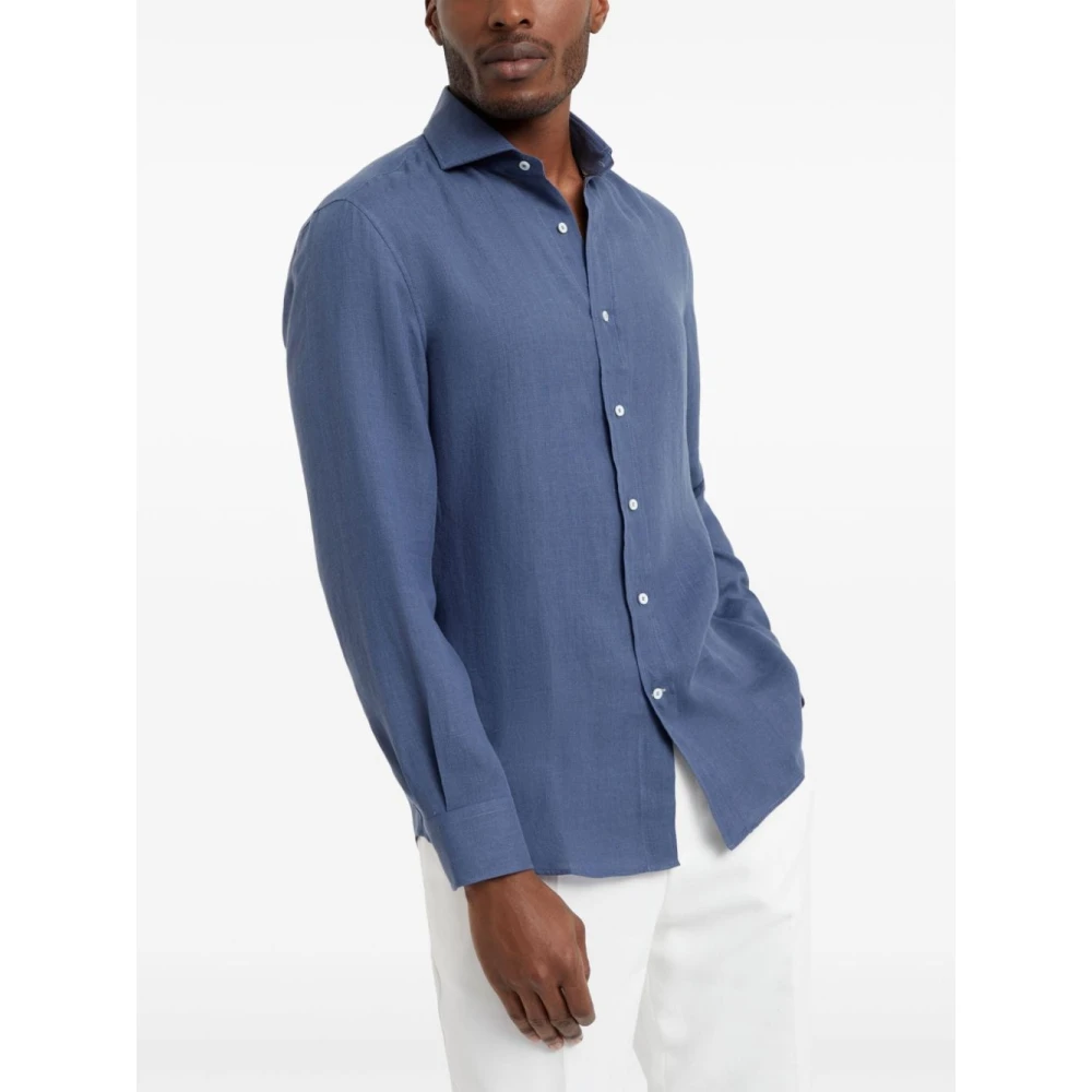 BRUNELLO CUCINELLI Blauwe Herenshirts Blue Heren