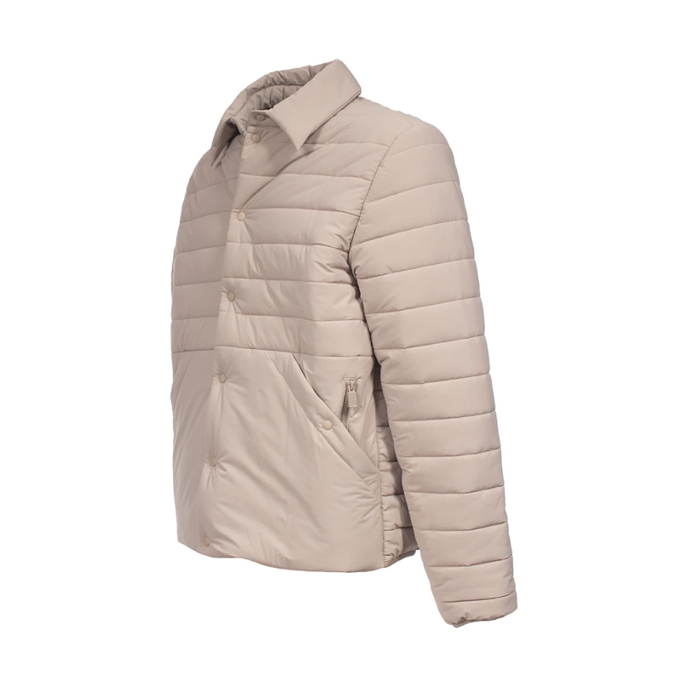 Aspesi Zwarte Puffer Jas Klassieke Kraag Beige Heren