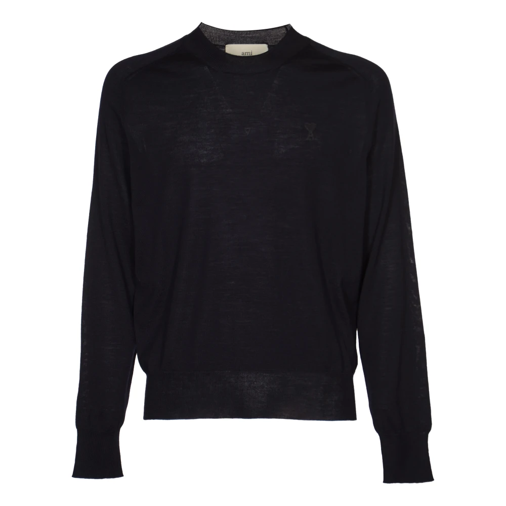 Ami Paris Blauwe Klassieke Crew Neck Sweater Blue Heren