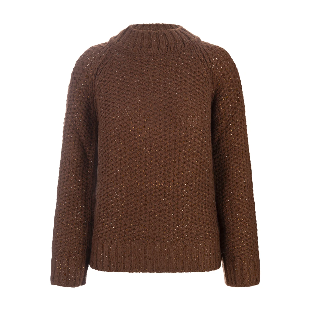 Ermanno Scervino Bruine Kristalversierde Crew-Neck Sweater Brown Dames