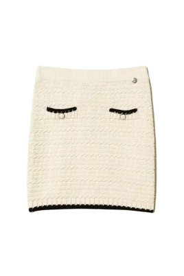 Vit Jacquard Bomulls Kjol
