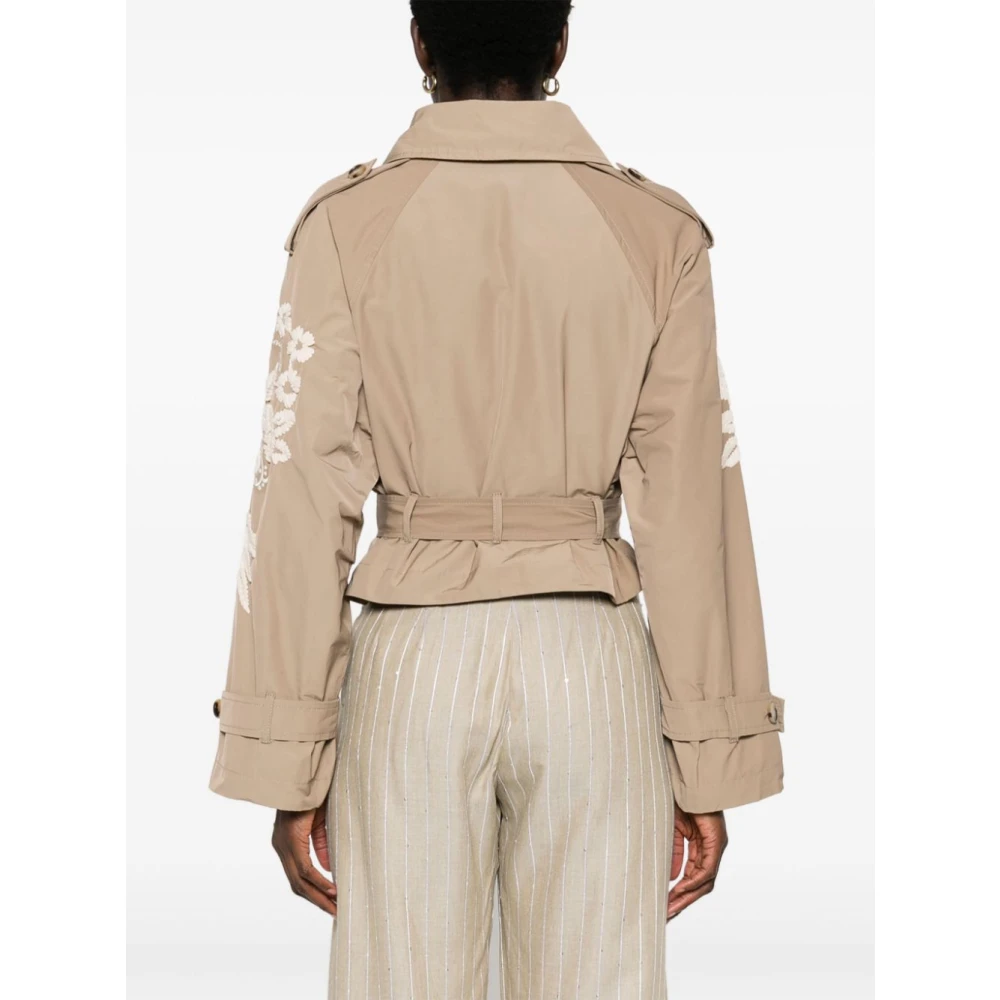 Ermanno Scervino Beige Bloemen Geborduurde Jas Beige Dames