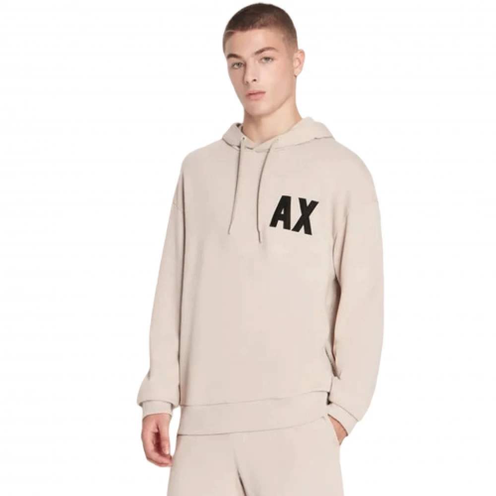 Armani Exchange Beige Heren Sweatshirt met AX Borduursel Beige Heren