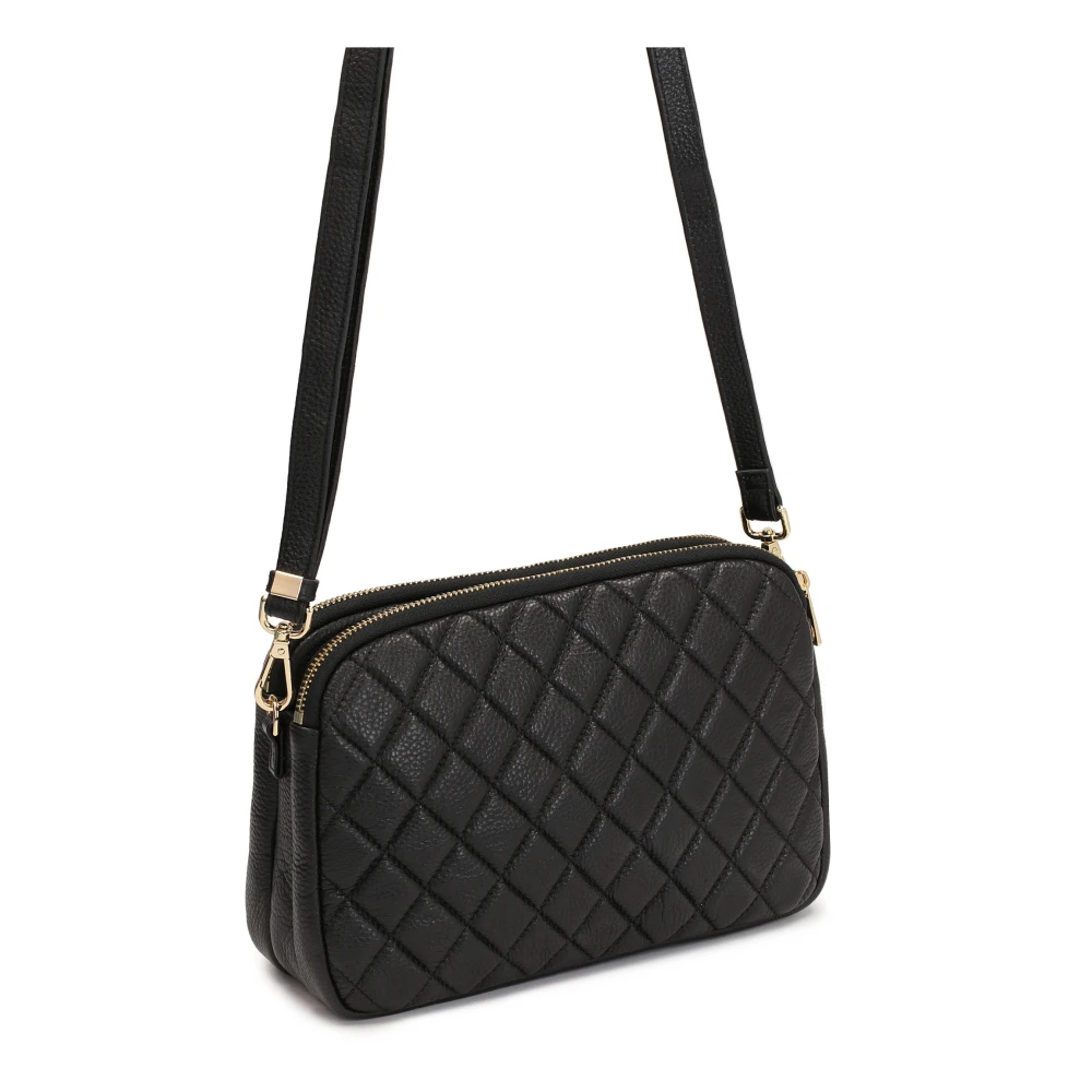 Kazar Minimalistische gewatteerde graanleren tas Black Dames