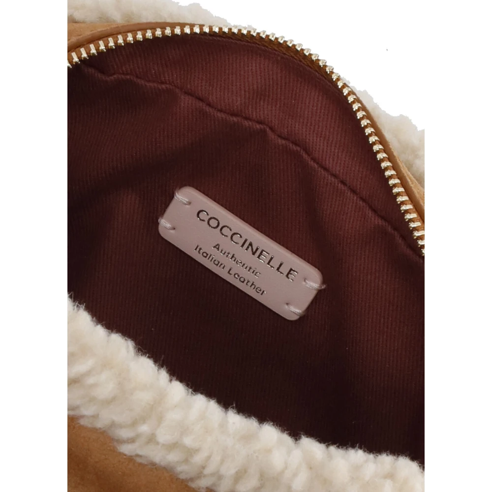 Coccinelle Bruine leren schoudertas met shearling Brown Dames