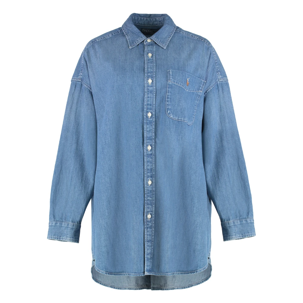 Polo Ralph Lauren Women's Blue Oversized Denim Shirt
