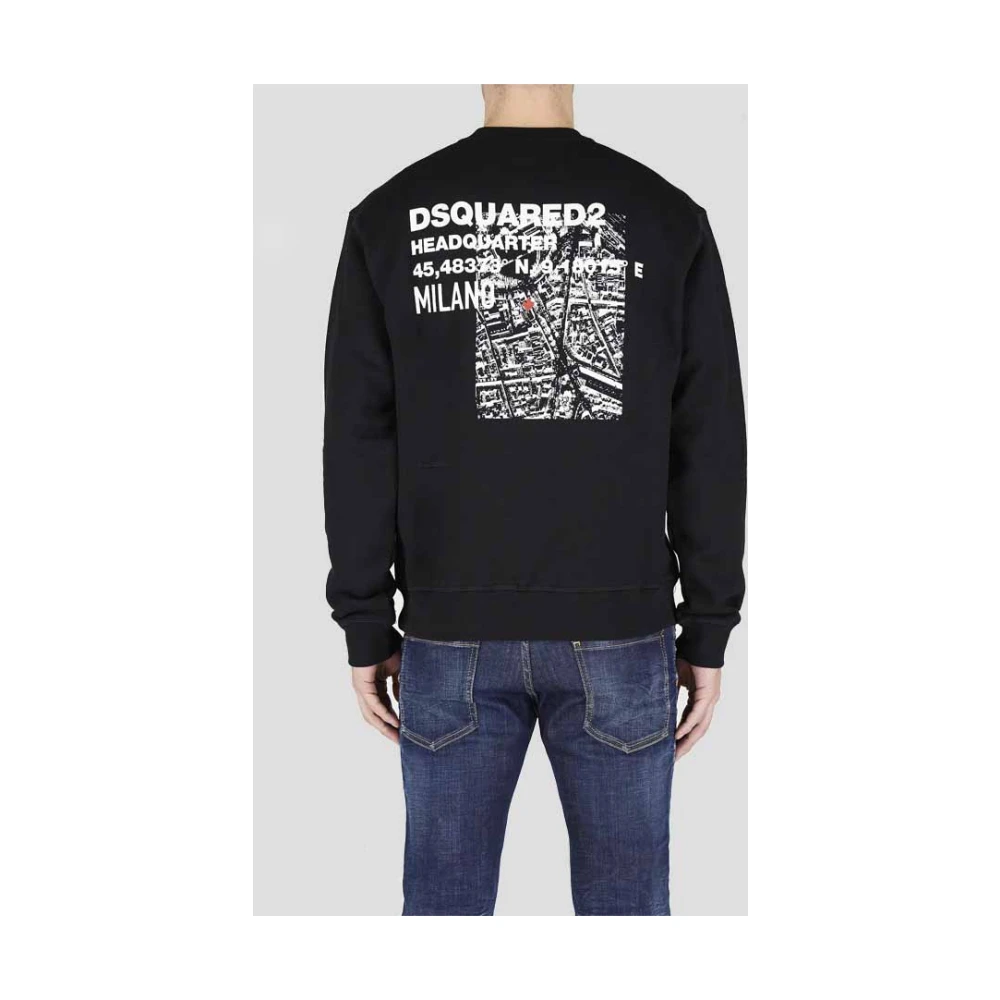 Dsquared2 Zwarte katoenen sweatshirt met witte print Black Heren