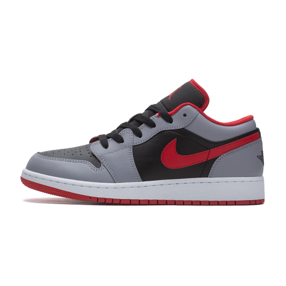 Jordan Gray Trainers, Unisex, 4 Uk, Low Cement Grey Fire Red Shoes