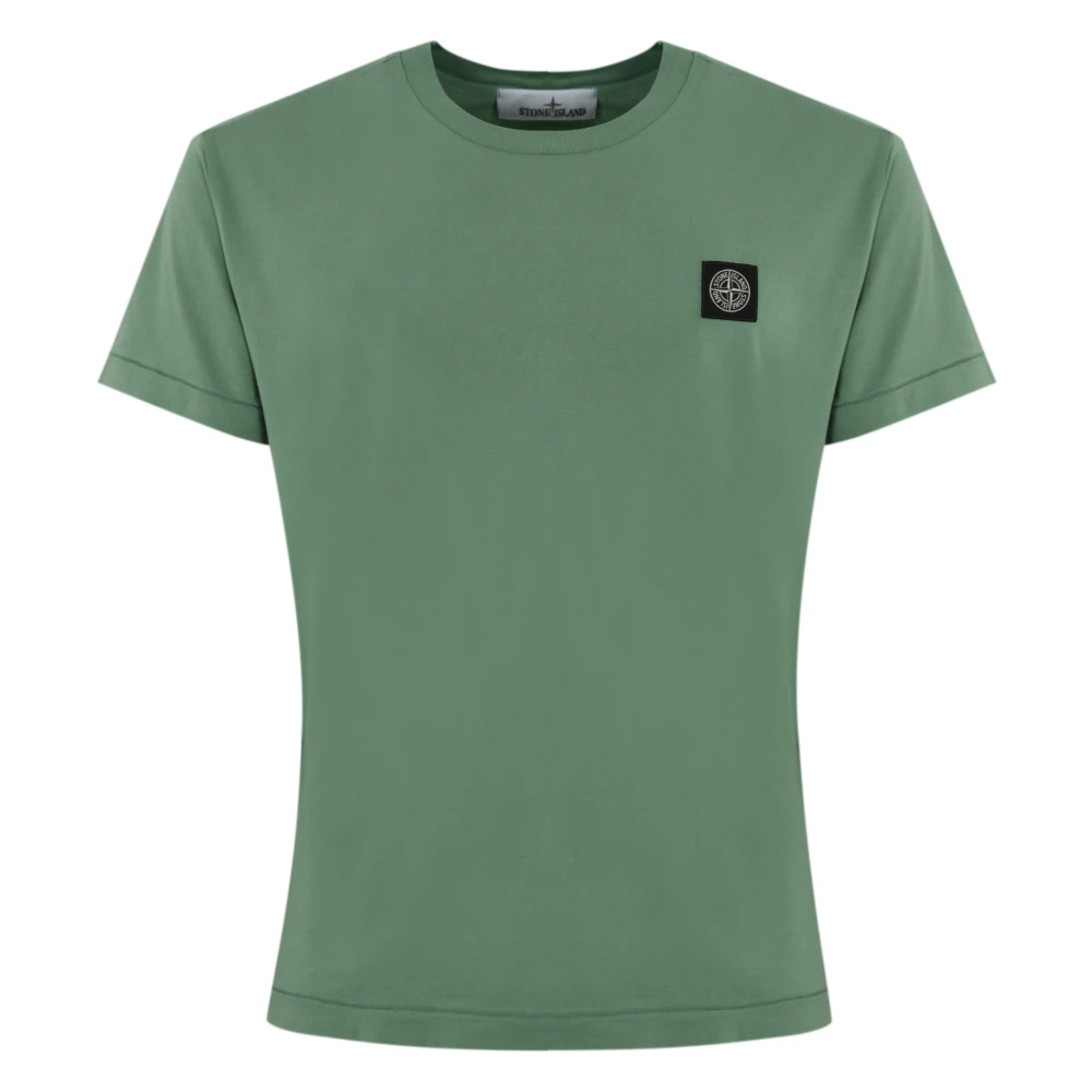 Stone Island Groene katoenen T-shirt met logopatch Green Heren