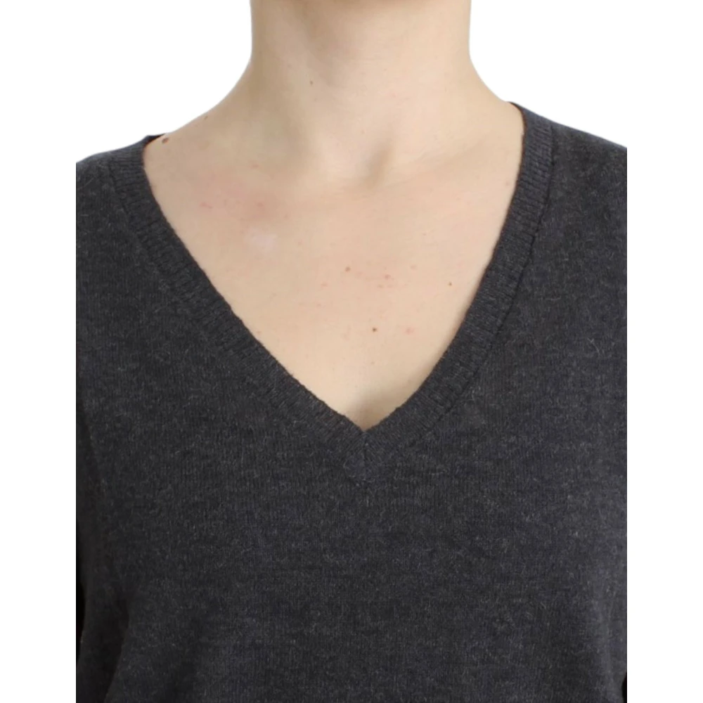 Costume National Luxe V-hals trui in alpacamix Gray Dames