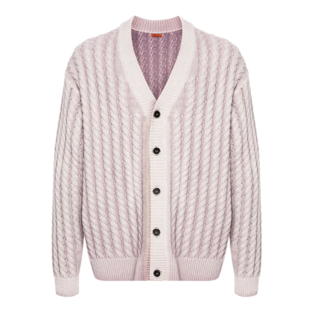 Barena Venezia Paarse Cardigan Sweater met V-hals Purple Heren