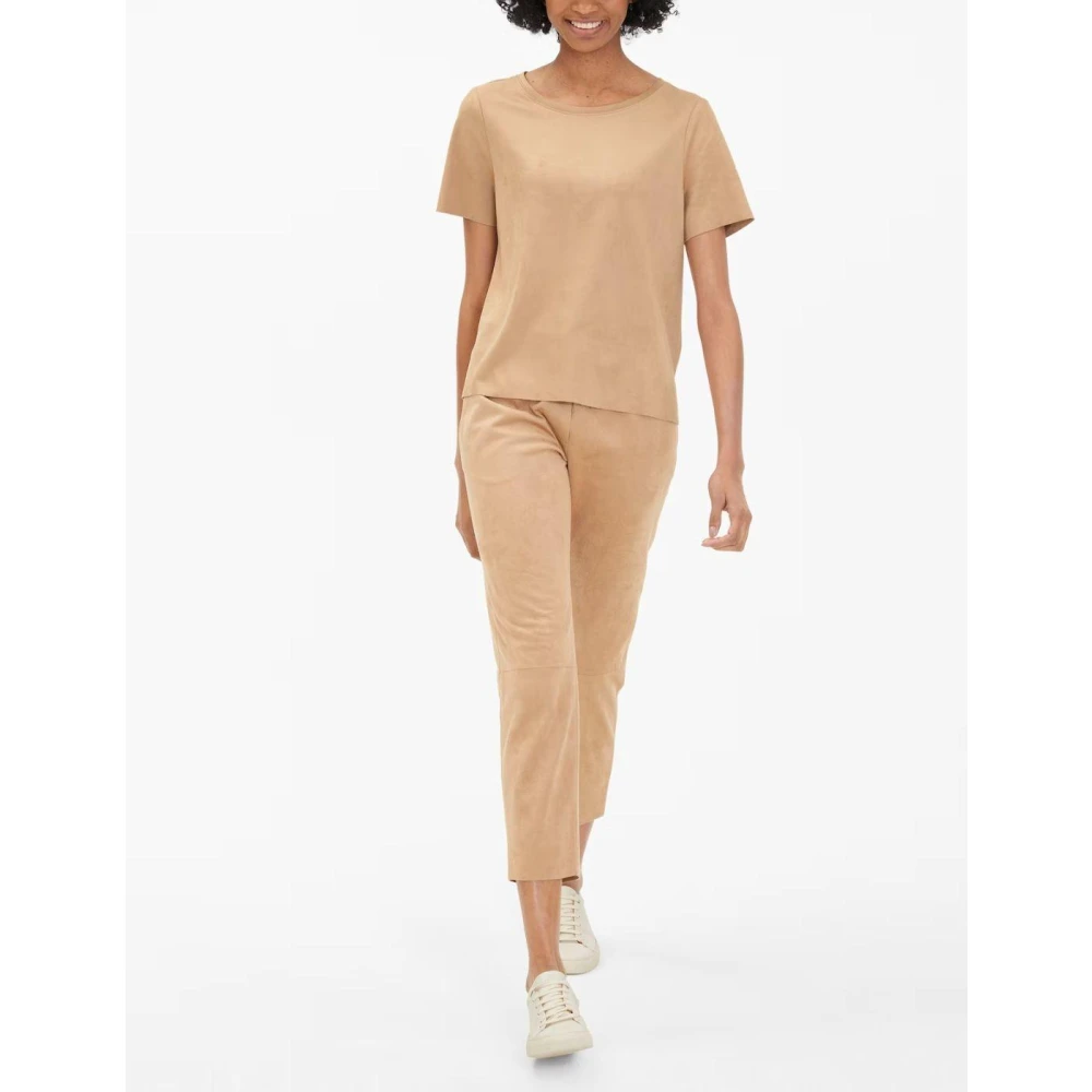 Juvia Klassieke Velvet T-shirt Kameel Brown Dames