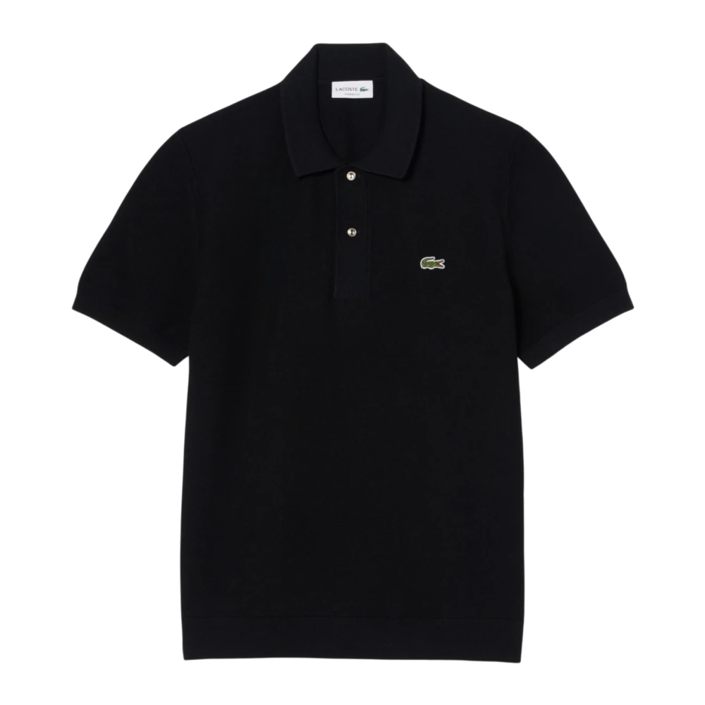 Lacoste Men's Black Polo Shirts, L, Classic Fit Bouclé Knit Polo