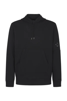 Svart Diagonal Upphöjd Fleece Huva Tröja