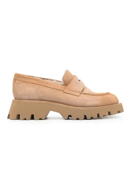 Elegant Beige Läder Loafers