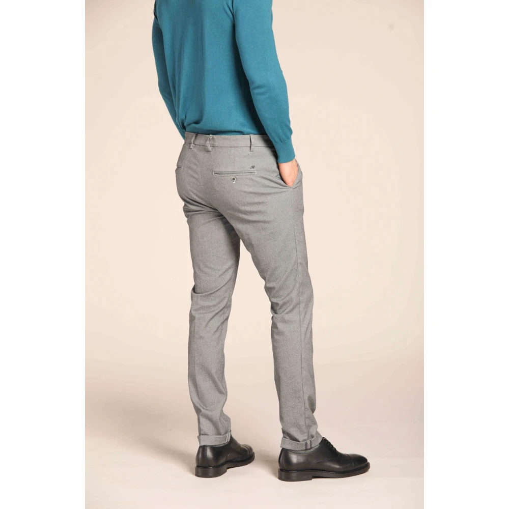 Mason's Slim Fit Grijze Chino Broek Micro Patroon Gray Heren
