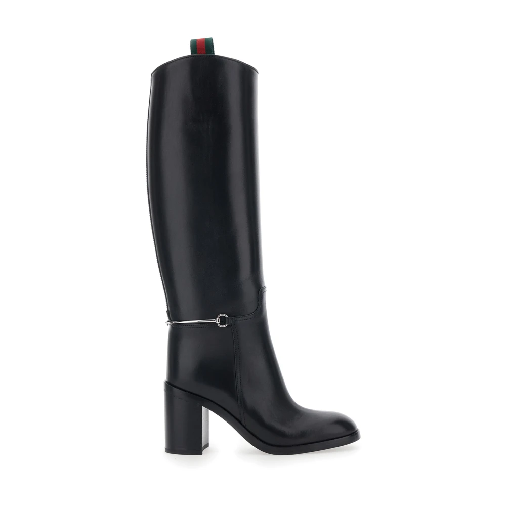 Gucci Women's Black Heeled Boots, 5 Uk, Slim Horsebit Boot