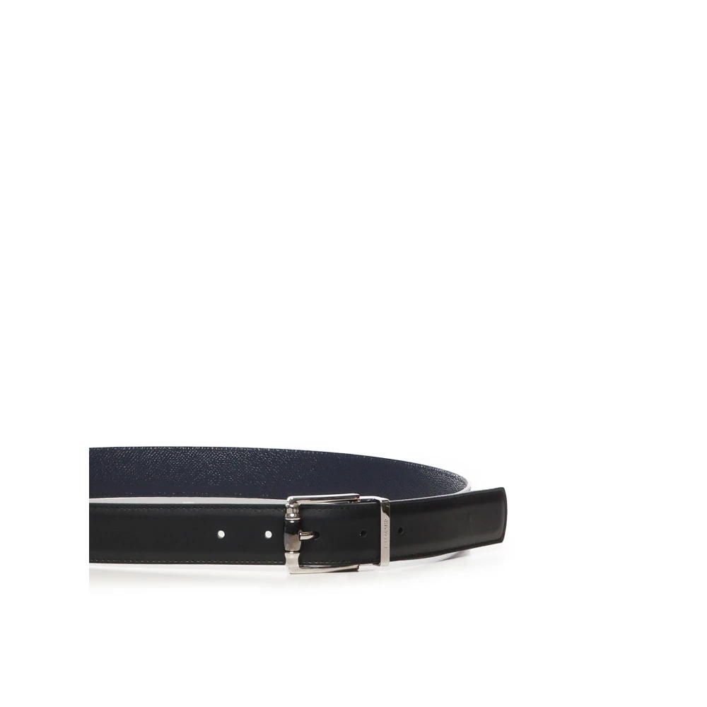 Salvatore Ferragamo Omkeerbare Twee-Tinten Kalfsleren Riem Black Heren