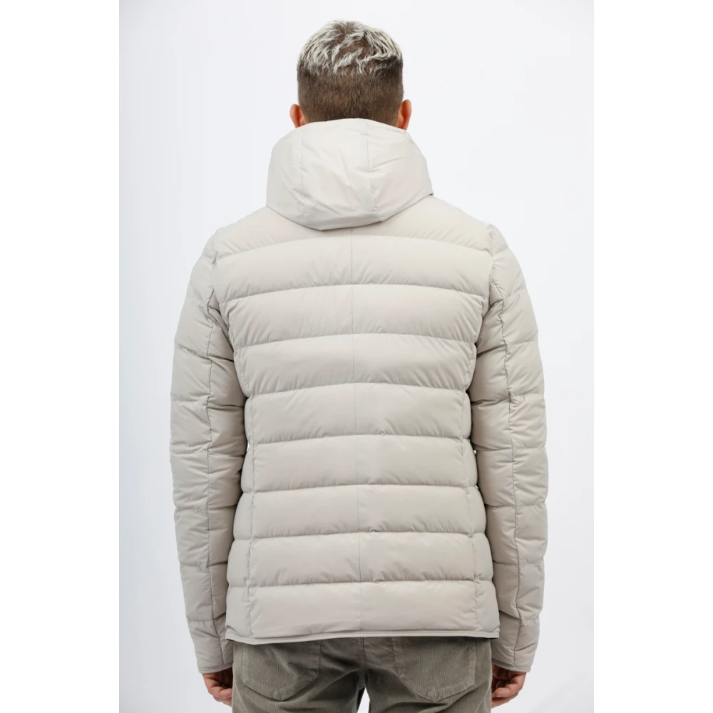 Duno Gewatteerde Bi-Stretch Jas met Capuchon Beige Heren