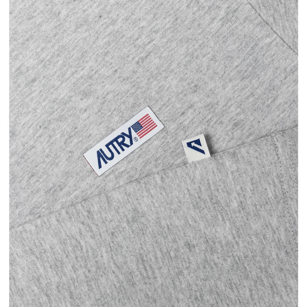 Autry Grijs Katoenen T-shirt met Halve Mouwen en Logo Gray Dames