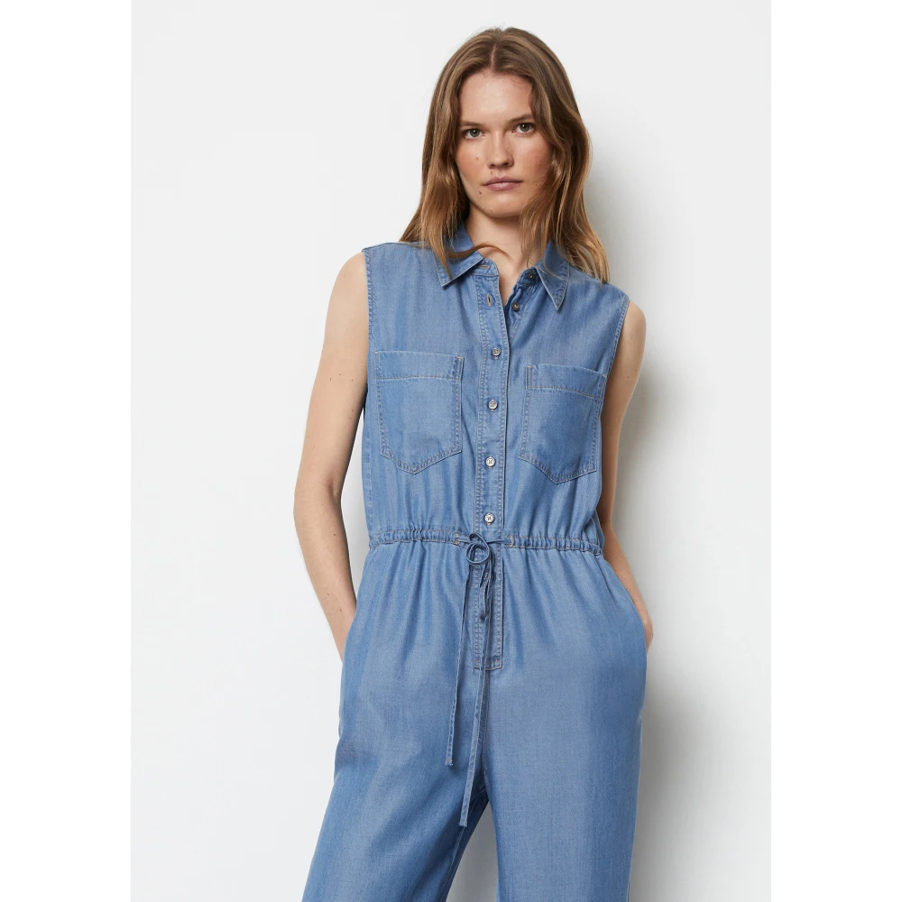 Marc O'Polo Mouwloze jumpsuit met rechte pijpen Blue Dames