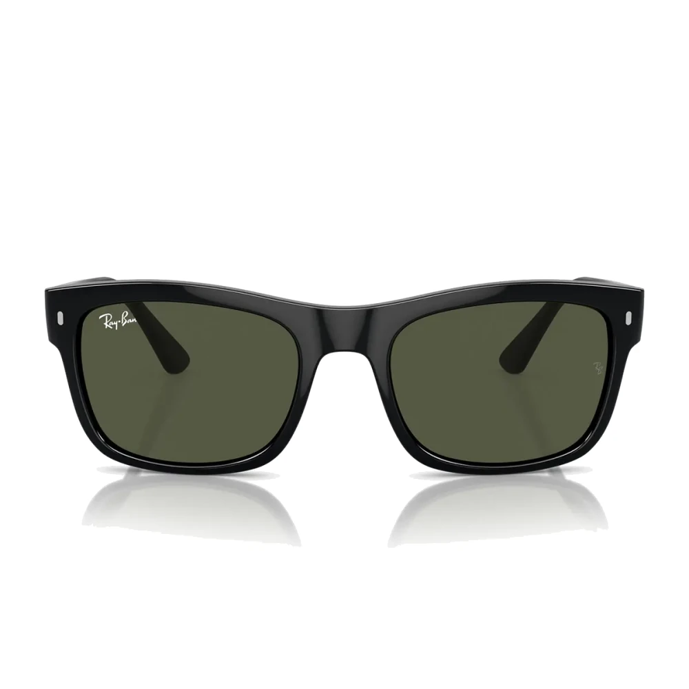 Ray-Ban Unisex Black Rectangular Sunglasses With Green Lenses - Sunglasses - 54 Mm- Accessories