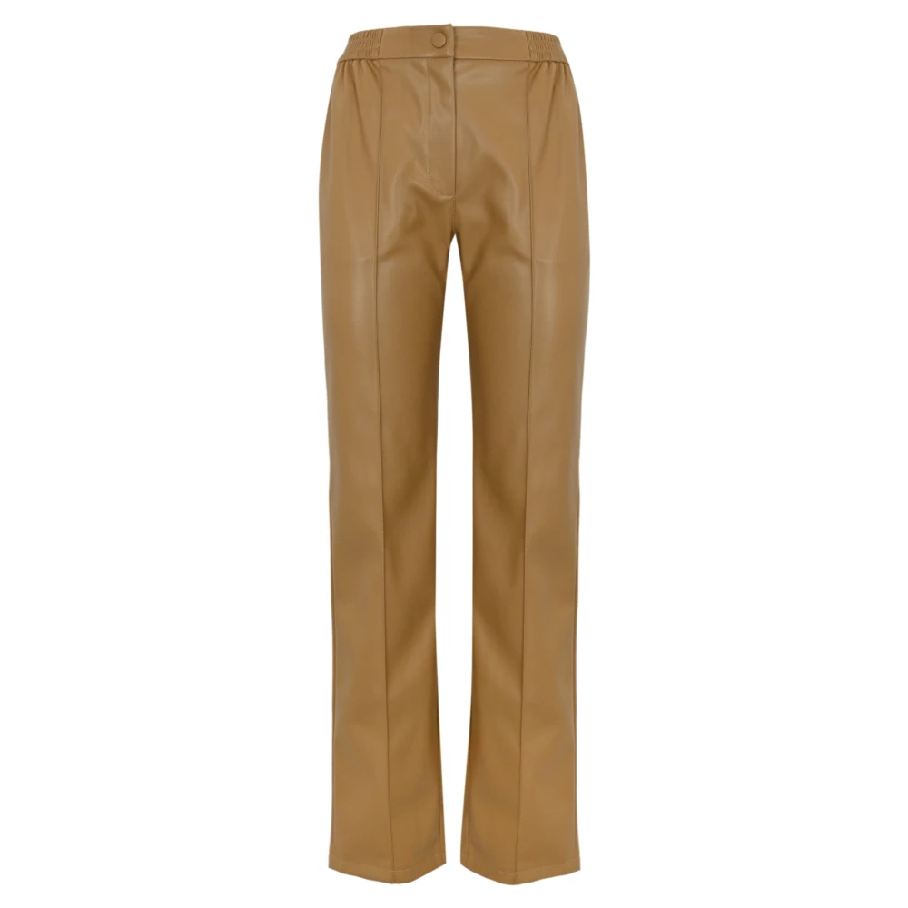 Twinset Imitatie leren rechte pijp broek Brown Dames
