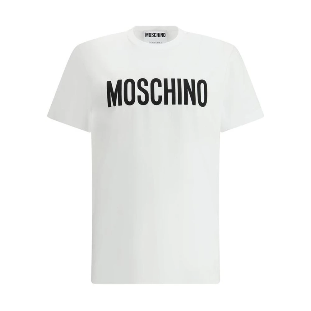 Moschino Katoenen Logo Print T-Shirt White Heren