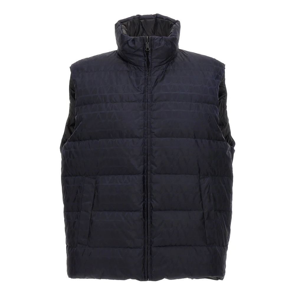 Valentino Garavani Black Waistcoats, Male, L, Toile Iconographe Pattern Reversible Nylon Waistcoat