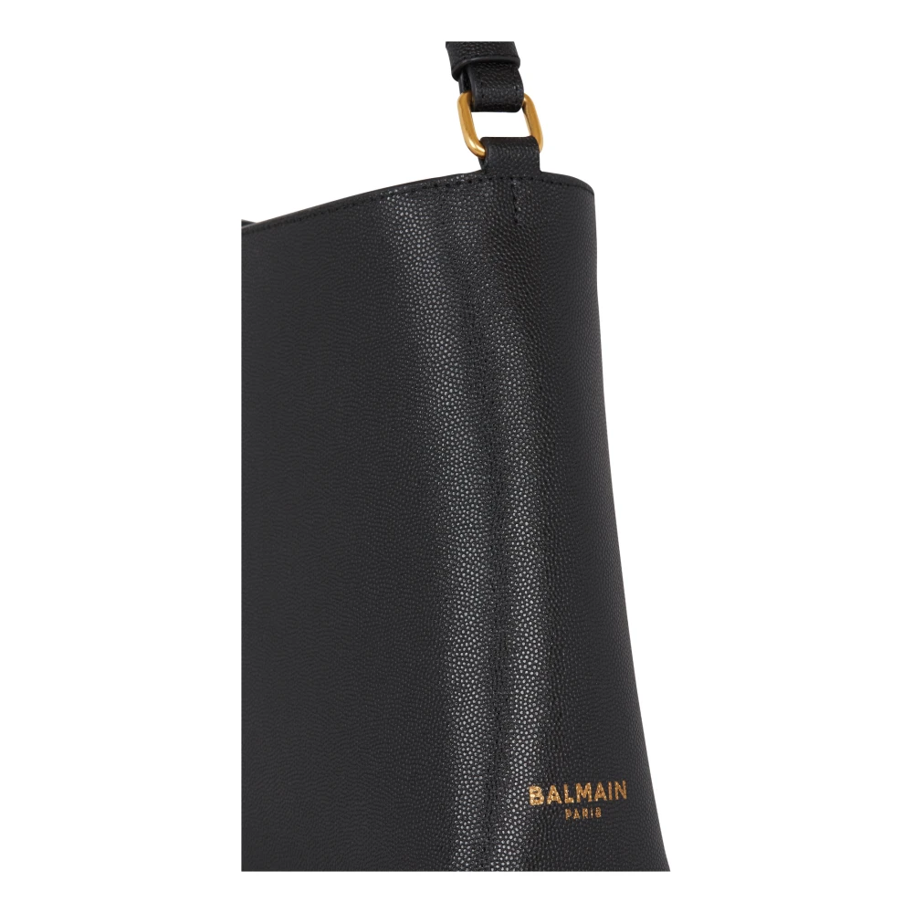 Balmain Emblème Schoudertas van generfd kalfsleer Black Dames