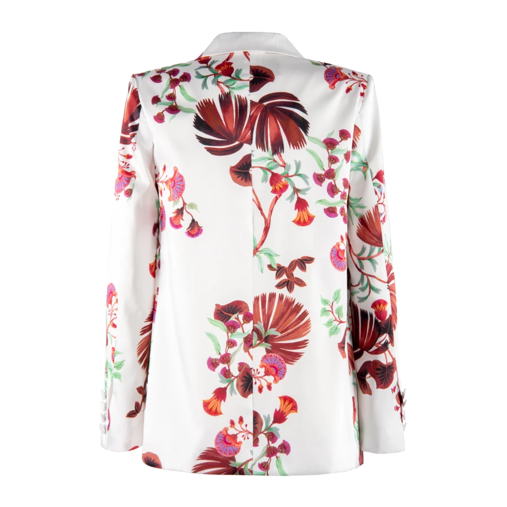 Nenette Botanische Twill Double-Breasted Jas Multicolor Dames