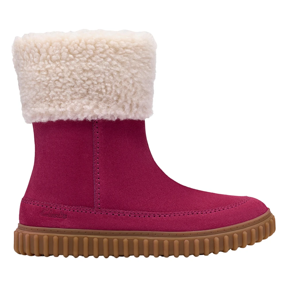 Clarks Girls Pink Kids Boots, 29 1/2 Eu, Cove Snug Boots