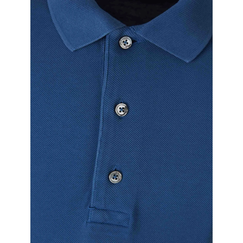 Tom Ford Piquet Polo Shirt met Lyocell en Katoen Blue Heren