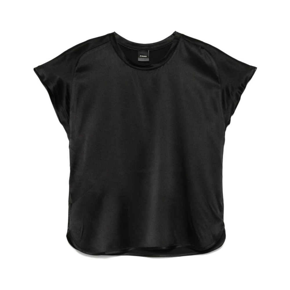 Pinko Zwarte Crew Neck Korte Mouwen Sweater Black Dames