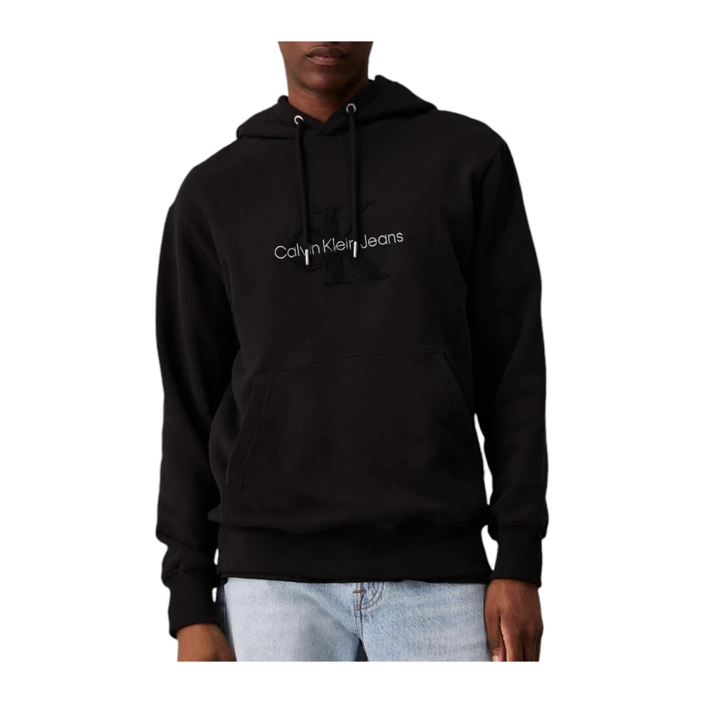 Calvin Klein Chenille Monologo Hoodie Zwart Black Heren