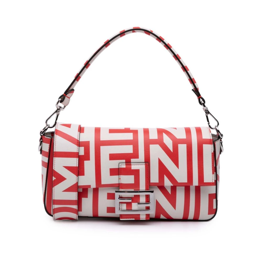 Fendi Vintage Women's Red Pre-Owned Shoulder Bag With Adjustable Strap And Metal Hardware Closure