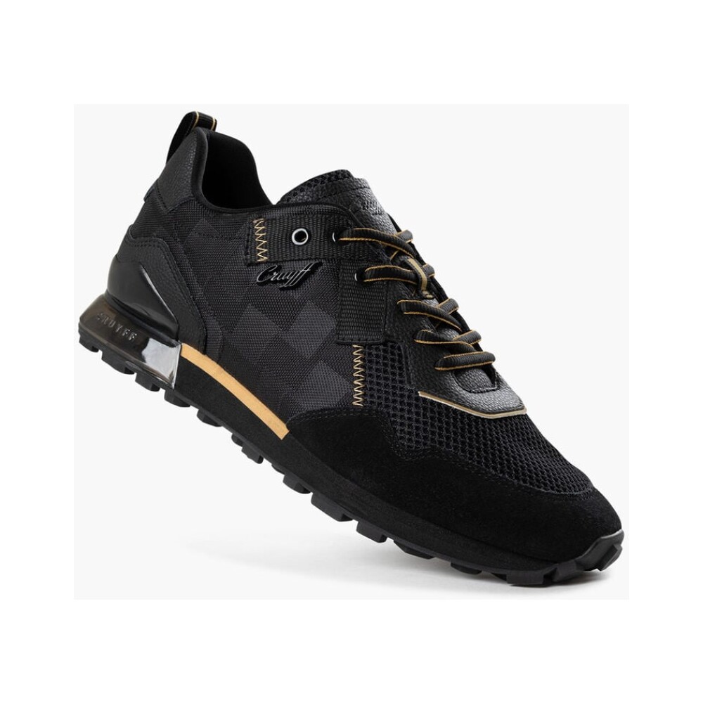 Mens black 2025 and gold sneakers