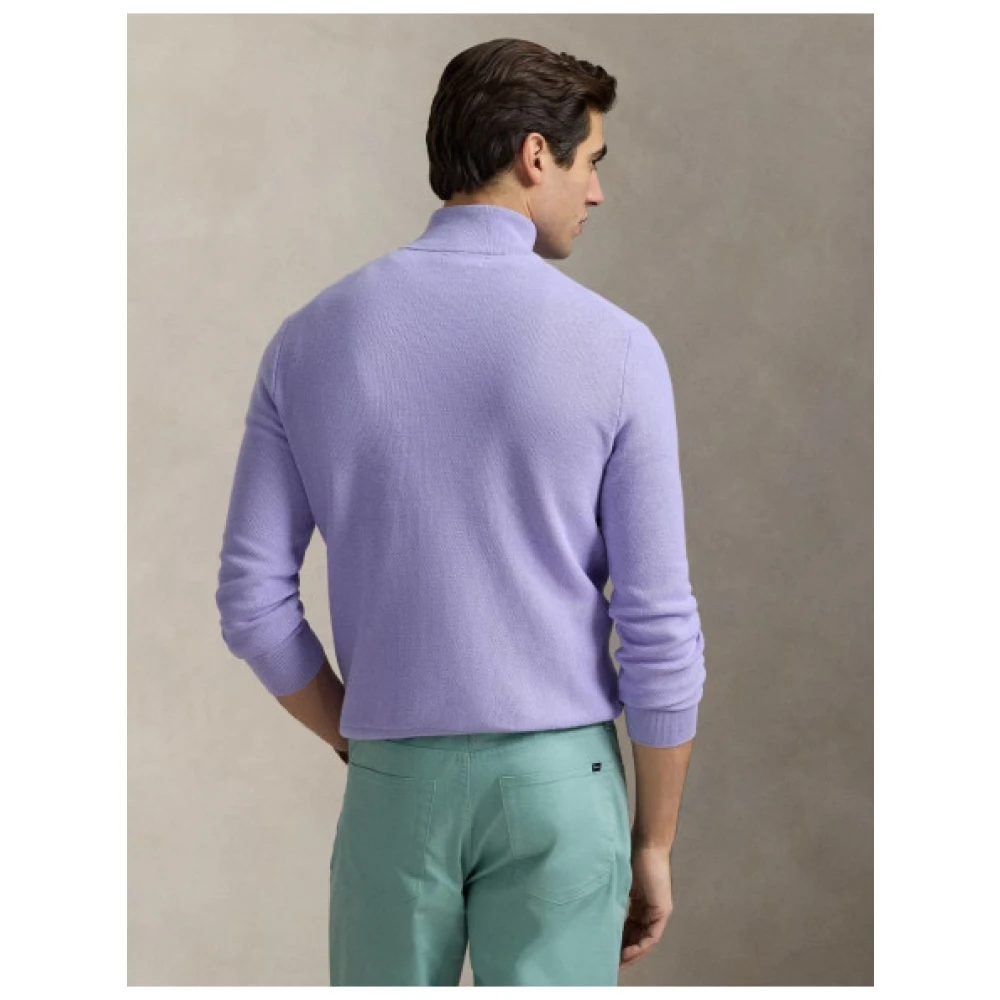 Polo Ralph Lauren Honingraat Gebreide Half-Zip Katoenen Trui Purple Heren