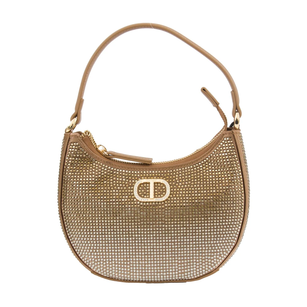 Twinset Schouderzak met Strass en Logolabel Brown Dames