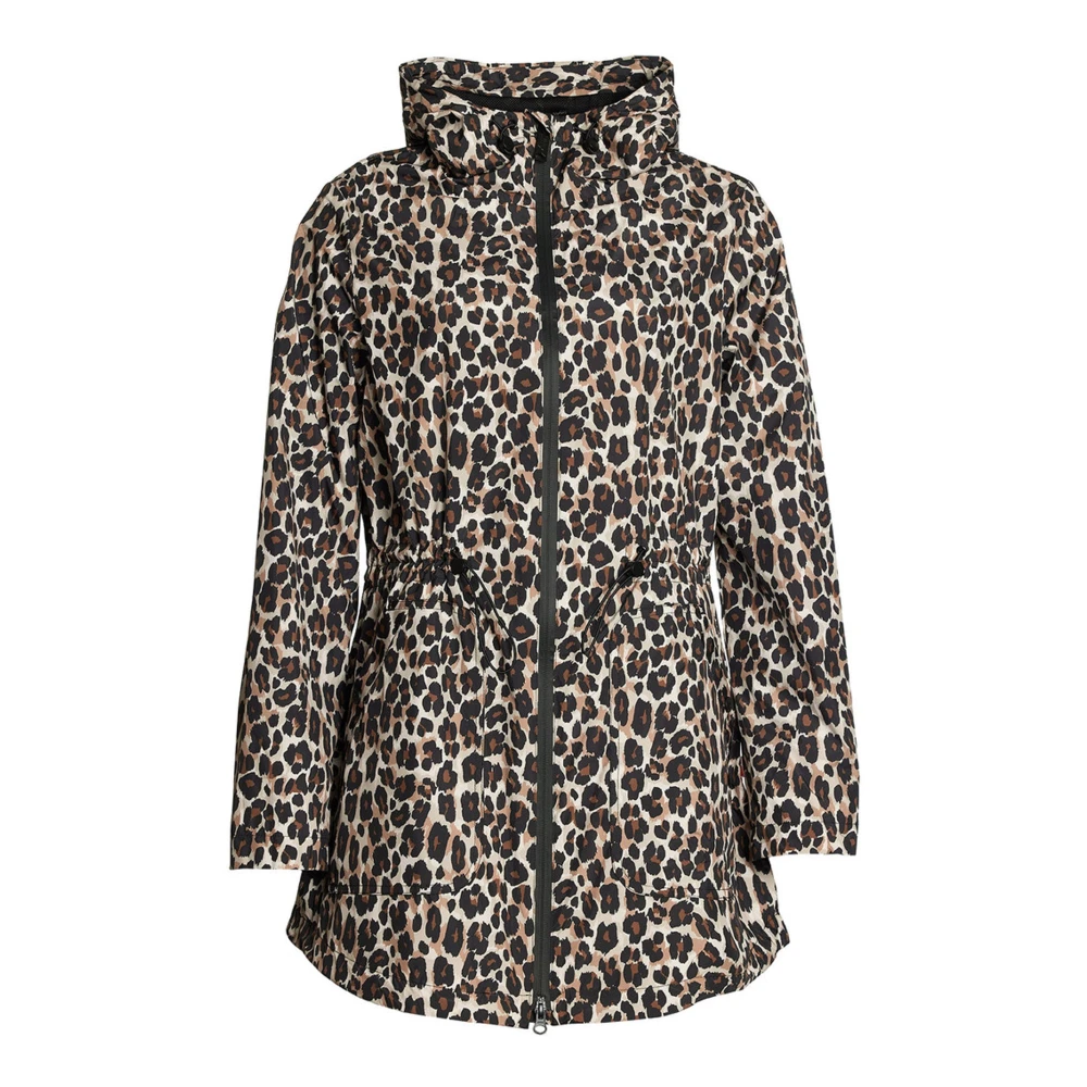 Danwear Women's Multicolor Parkas, M, Leopard Raincoat - Breathable And Waterproof