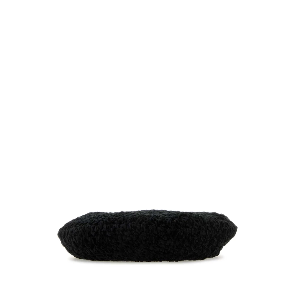 Ganni Stijlvolle Zwarte Polyester Baret Black Dames