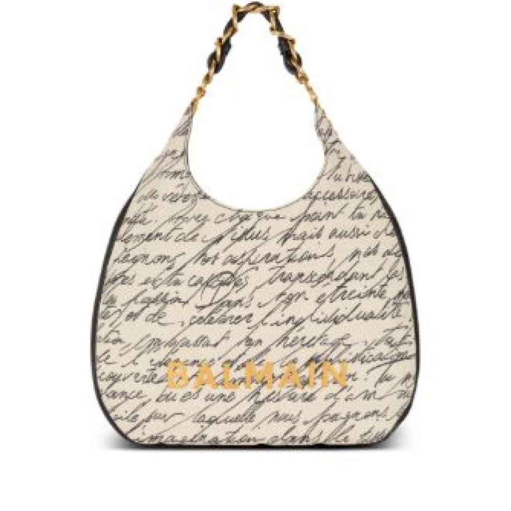 Balmain Zachte Hobo Schoudertas White Dames