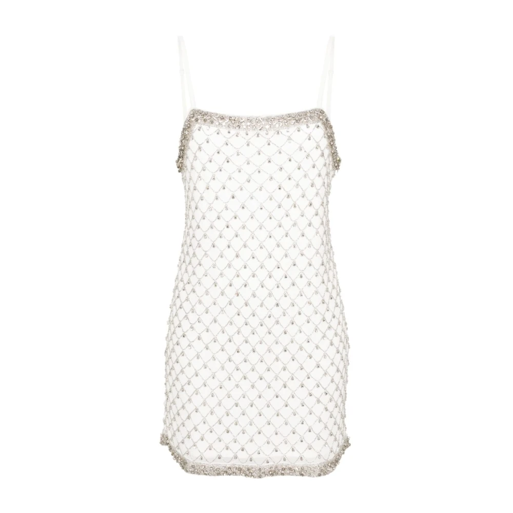 pinko Kristalversierde Mesh Jurk White Dames