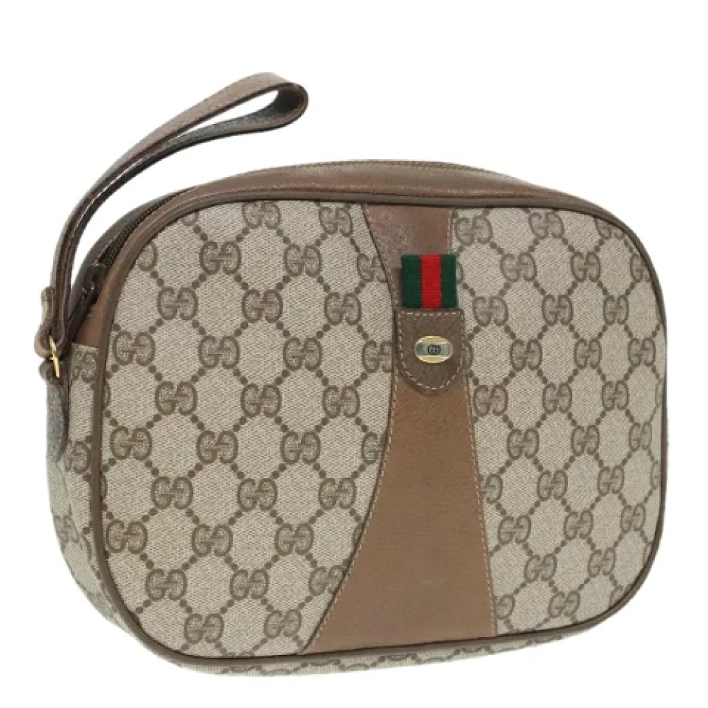 Gucci Vintage Pre-owned Leather clutches Beige Dames