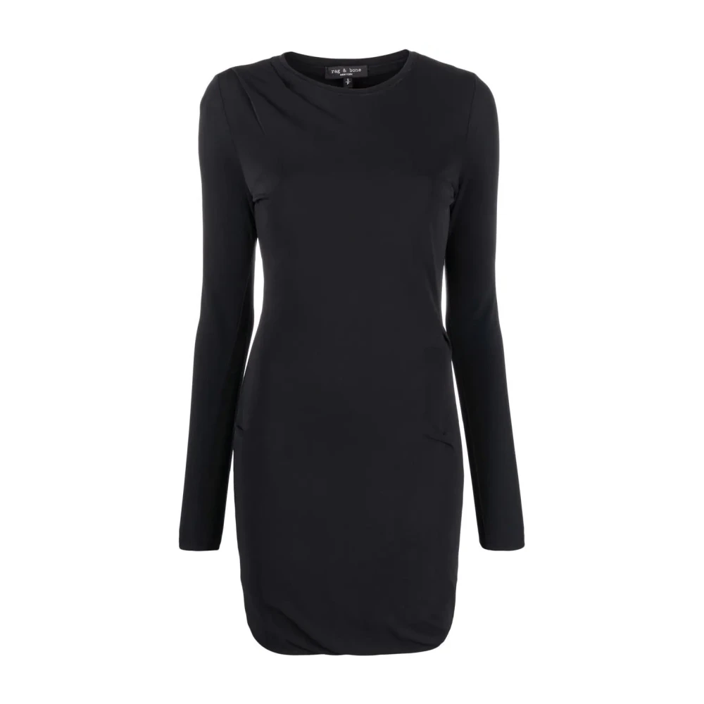Rag & Bone Zwarte Gedrapeerde Midi Jurk Black Dames